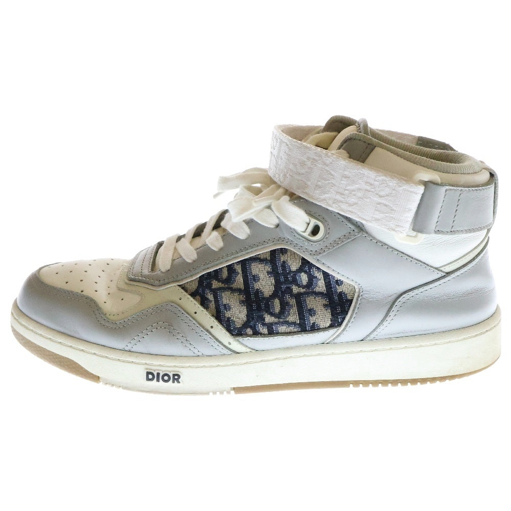 DIOR(ディオール) B27 CALF OBLIQUE JAC 3SH132ZIR スムースカーフスキン オブリーク ベルクロ ミッドカットスニーカー グレー/ホワイト