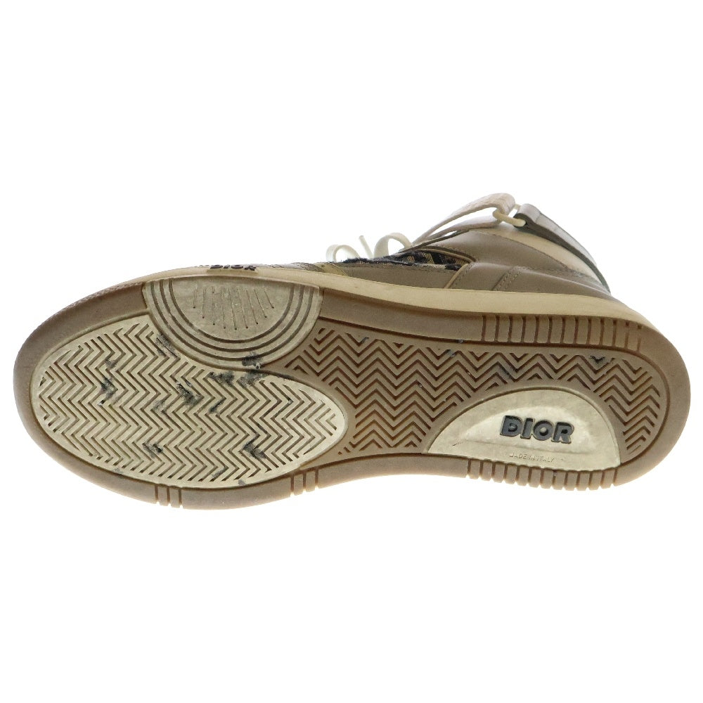 DIOR(ディオール) B27 CALF OBLIQUE JAC 3SH132ZIR スムースカーフスキン オブリーク ベルクロ ミッドカットスニーカー グレー/ホワイト