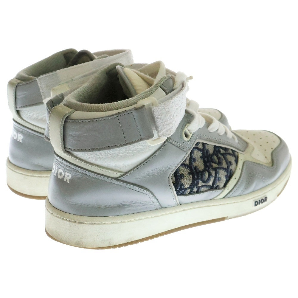 DIOR(ディオール) B27 CALF OBLIQUE JAC 3SH132ZIR スムースカーフスキン オブリーク ベルクロ ミッドカットスニーカー グレー/ホワイト
