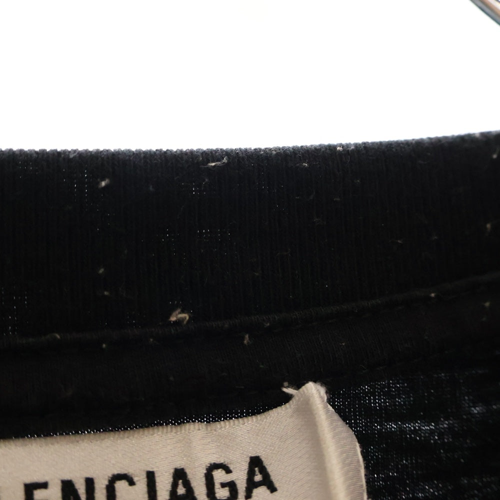 BALENCIAGA(バレンシアガ) ロゴ刺繍 オーバーサイズ クルーネック半袖Tシャツカットソー ブラック 651795 TJV90