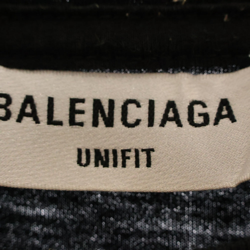 BALENCIAGA(バレンシアガ) ロゴ刺繍 オーバーサイズ クルーネック半袖Tシャツカットソー ブラック 651795 TJV90