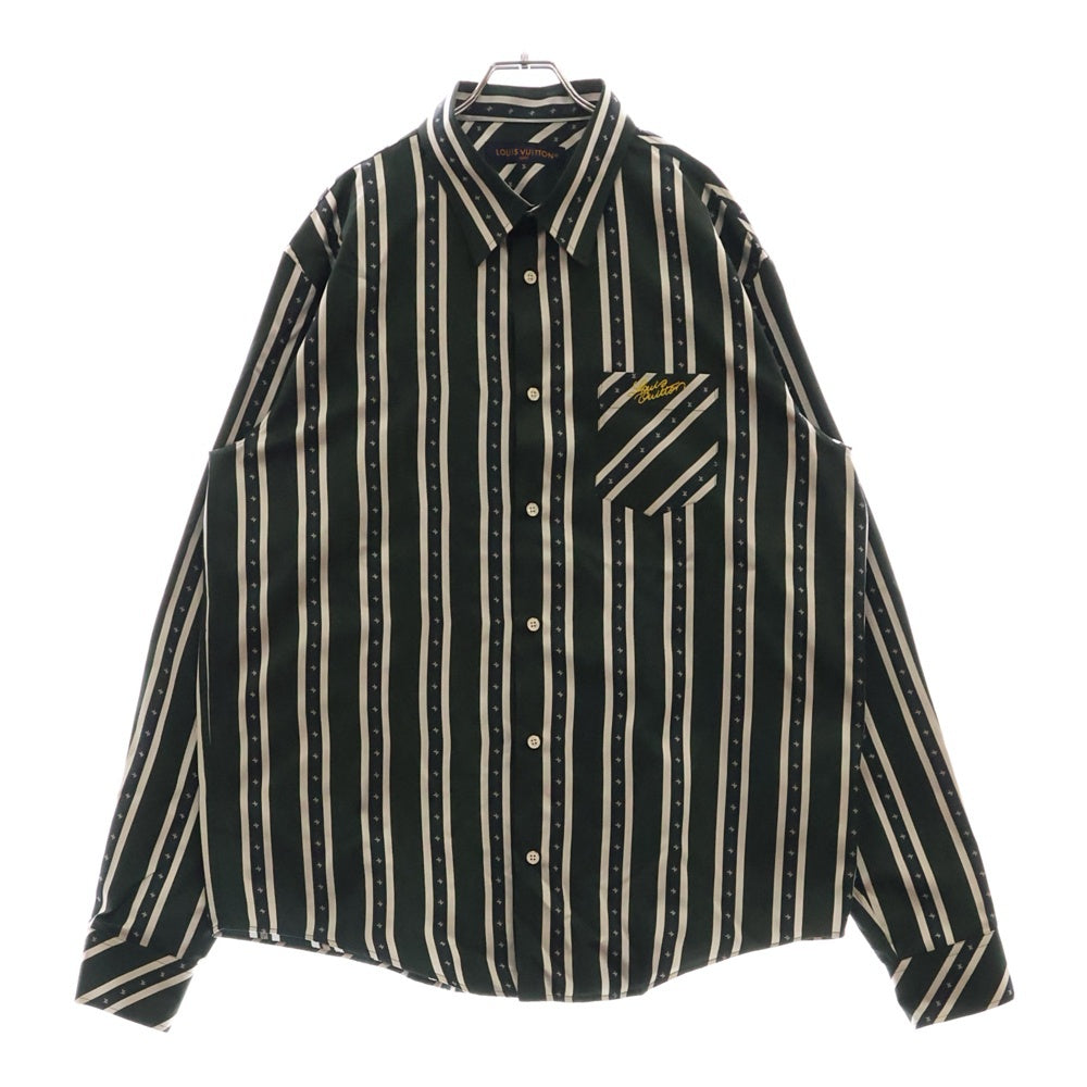 LOUIS VUITTON(ルイヴィトン) 25SS Logo Silk Shirts RM251MM RBR HSS15W ロゴ シルク 長袖シャツ グリーン