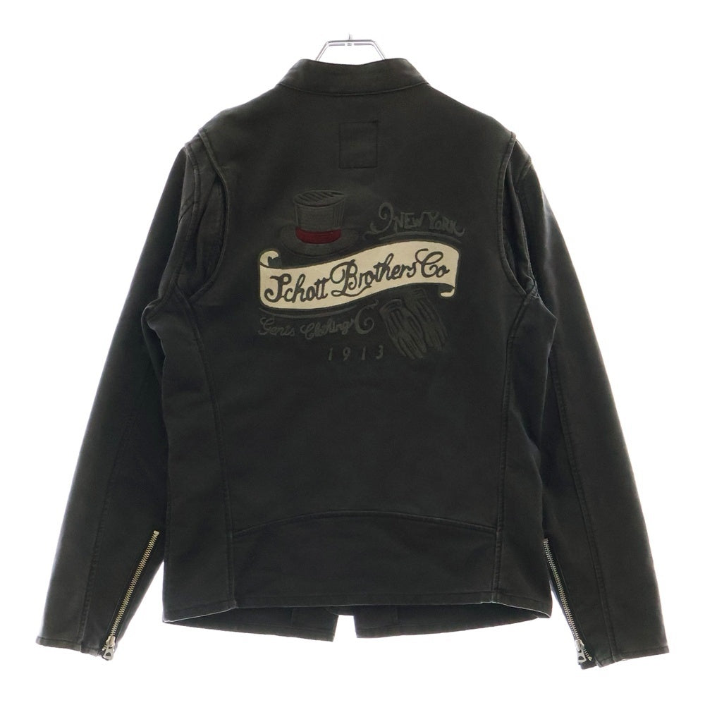 SCHOTT(ショット) Back Logo Zip Denim Jacket バックロゴ刺繍ジップアップデニムジャケット ブラック 3142011