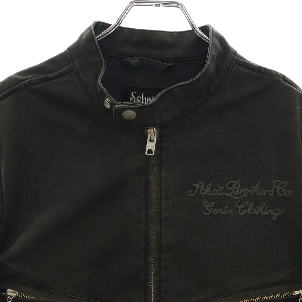 SCHOTT(ショット) Back Logo Zip Denim Jacket バックロゴ刺繍ジップアップデニムジャケット ブラック 3142011