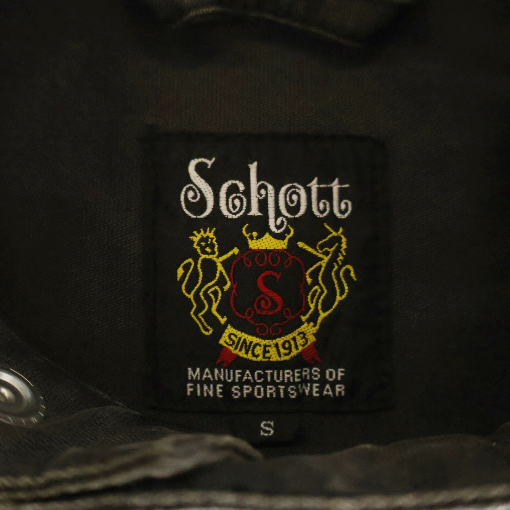 SCHOTT(ショット) Back Logo Zip Denim Jacket バックロゴ刺繍ジップアップデニムジャケット ブラック 3142011
