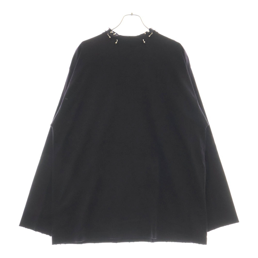 BALENCIAGA(バレンシアガ) 23AW PIERCED ROUND ピアスデザイン 装飾 ダメージ加工 ロングスリーブTシャツ 長袖カットソー ブラック 790599 TPVD4