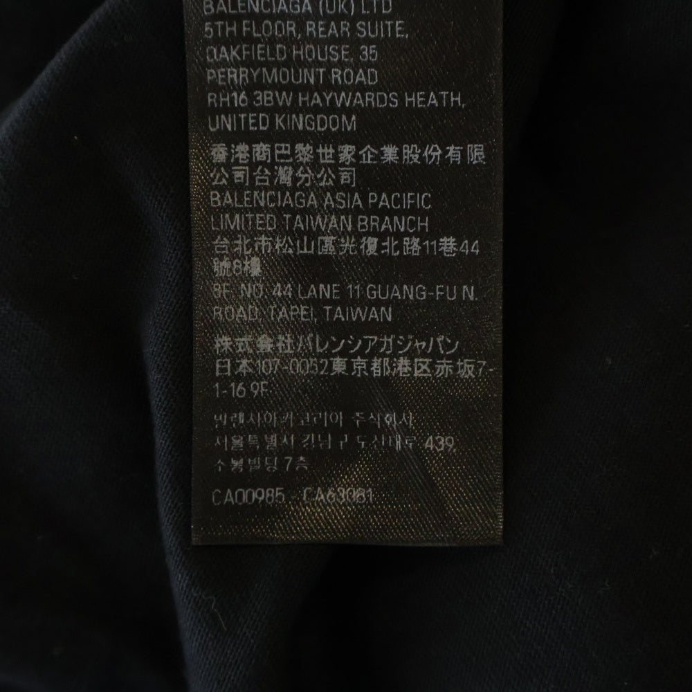 BALENCIAGA(バレンシアガ) 23AW PIERCED ROUND ピアスデザイン 装飾 ダメージ加工 ロングスリーブTシャツ 長袖カットソー ブラック 790599 TPVD4