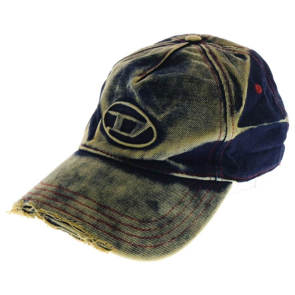 DIESEL(ディーゼル) C-SEYMON A06467 ダメージ ウォッシュ加工デニムキャップ 帽子 インディゴ