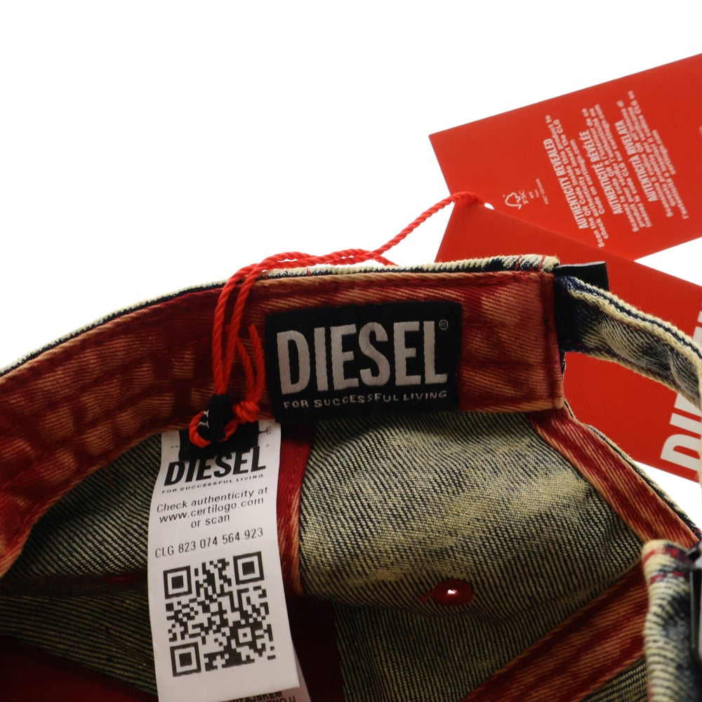 DIESEL(ディーゼル) C-SEYMON A06467 ダメージ ウォッシュ加工デニムキャップ 帽子 インディゴ