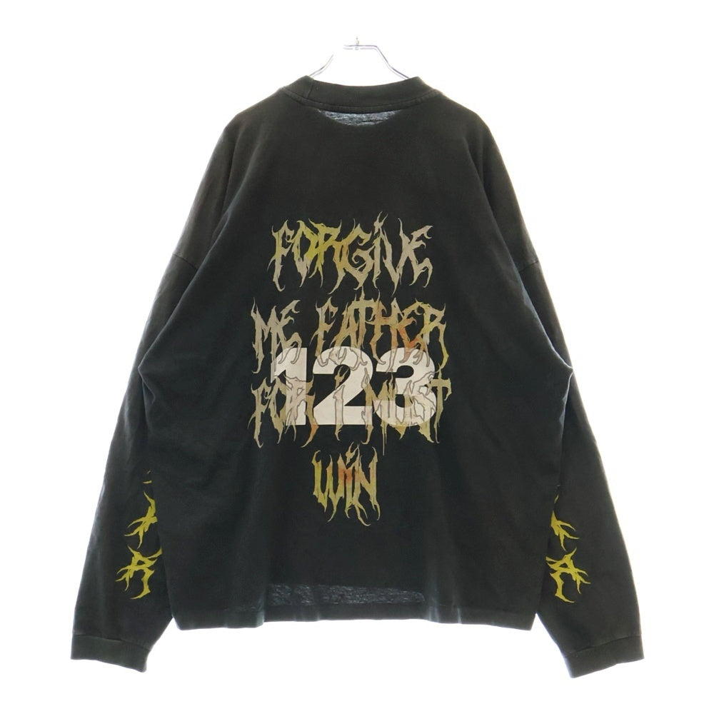 RIVINGTON roi Rebis(リヴィントンロイレビス ) FORGIVE ME LS VINTAGE TEE フロントロゴプリント長袖カットソー 長袖Tシャツ ロングスリーブカットソー ロンT ブラック FORG-LS05