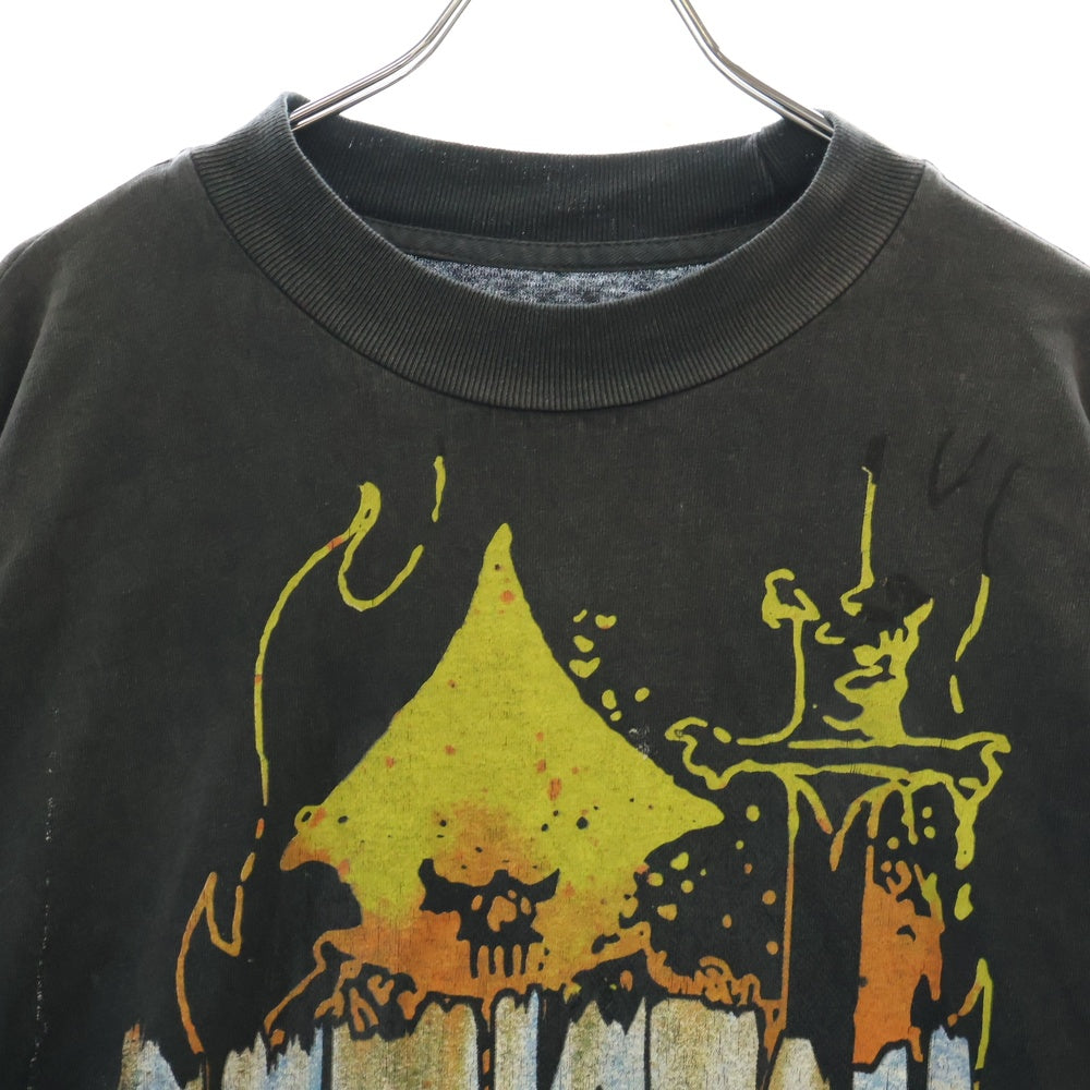 RIVINGTON roi Rebis(リヴィントンロイレビス ) FORGIVE ME LS VINTAGE TEE フロントロゴプリント長袖カットソー 長袖Tシャツ ロングスリーブカットソー ロンT ブラック FORG-LS05
