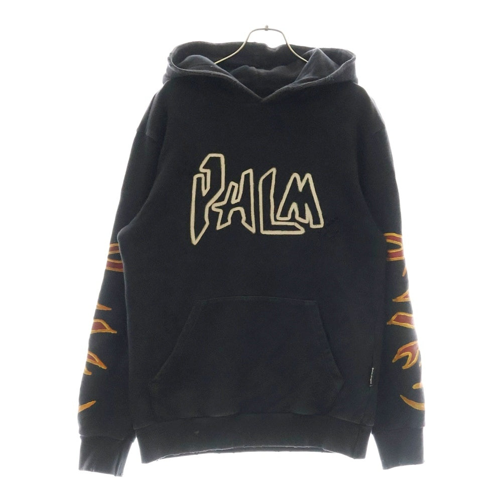 Palm Angels(パームエンジェルス) 22AW グラフィティフレイムパターンダメージプルオーバースウェットパーカー フーディー ブラック PMBB117F22FLE002