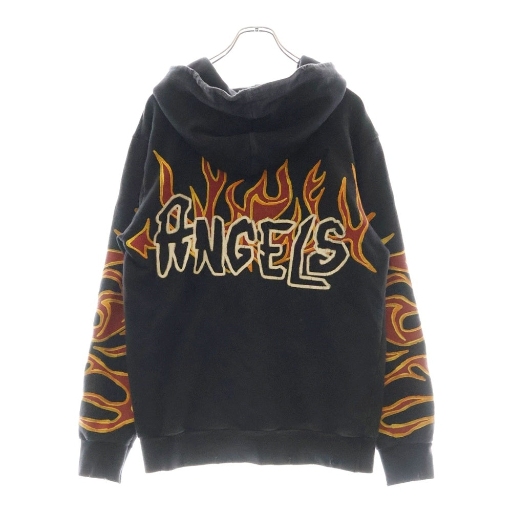 Palm Angels(パームエンジェルス) 22AW グラフィティフレイムパターンダメージプルオーバースウェットパーカー フーディー ブラック PMBB117F22FLE002