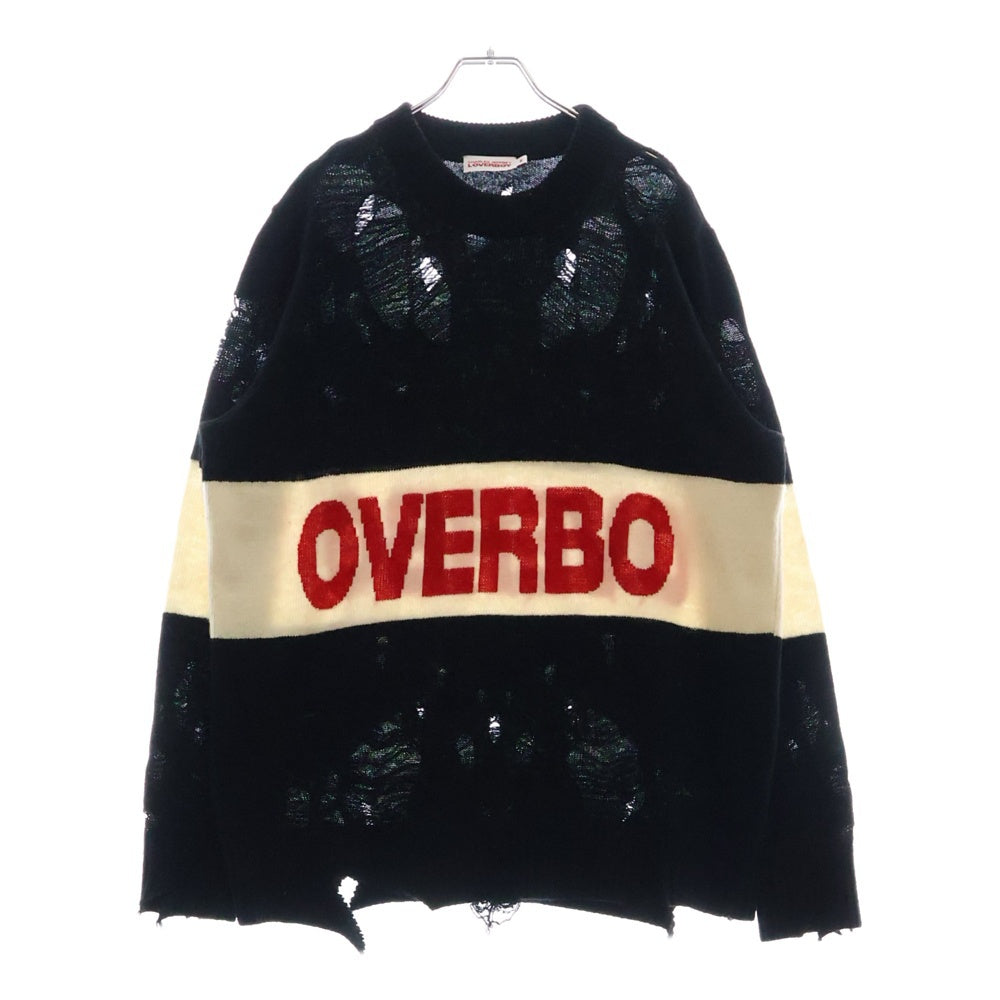 CHARLES JEFFREY LOVERBOY(チャールズジェフリーラバーボーイ) OVERSIZE SWEATER ロゴオーバーサイズセーター ニット ダメージ加工 ブラック