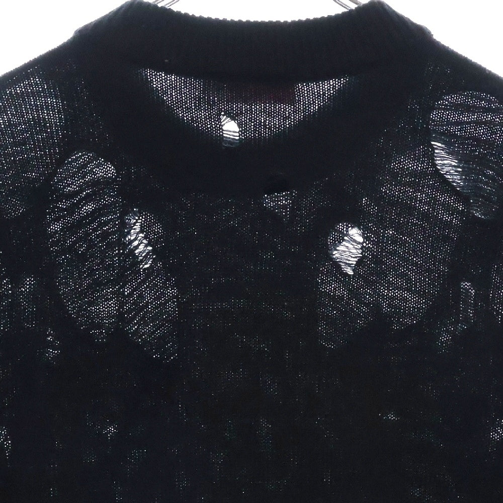 CHARLES JEFFREY LOVERBOY(チャールズジェフリーラバーボーイ) OVERSIZE SWEATER ロゴオーバーサイズセーター ニット ダメージ加工 ブラック