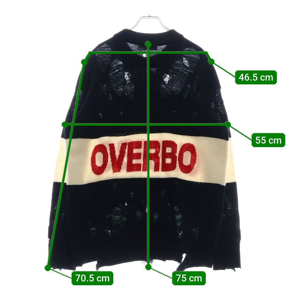 CHARLES JEFFREY LOVERBOY(チャールズジェフリーラバーボーイ) OVERSIZE SWEATER ロゴオーバーサイズセーター ニット ダメージ加工 ブラック