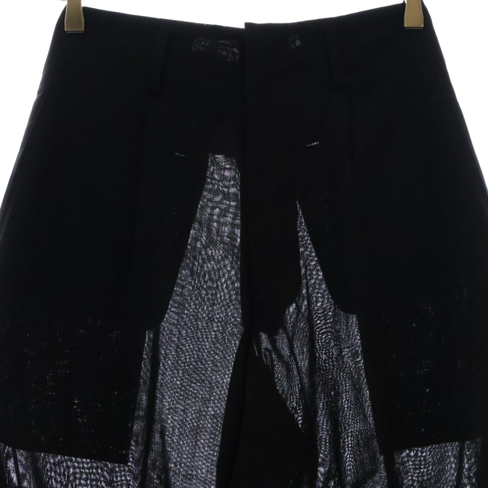 Yohji Yamamoto(ヨウジヤマモト) 01SS FX-P25-112 ウール ワイド ロングパンツ レディース ブラック