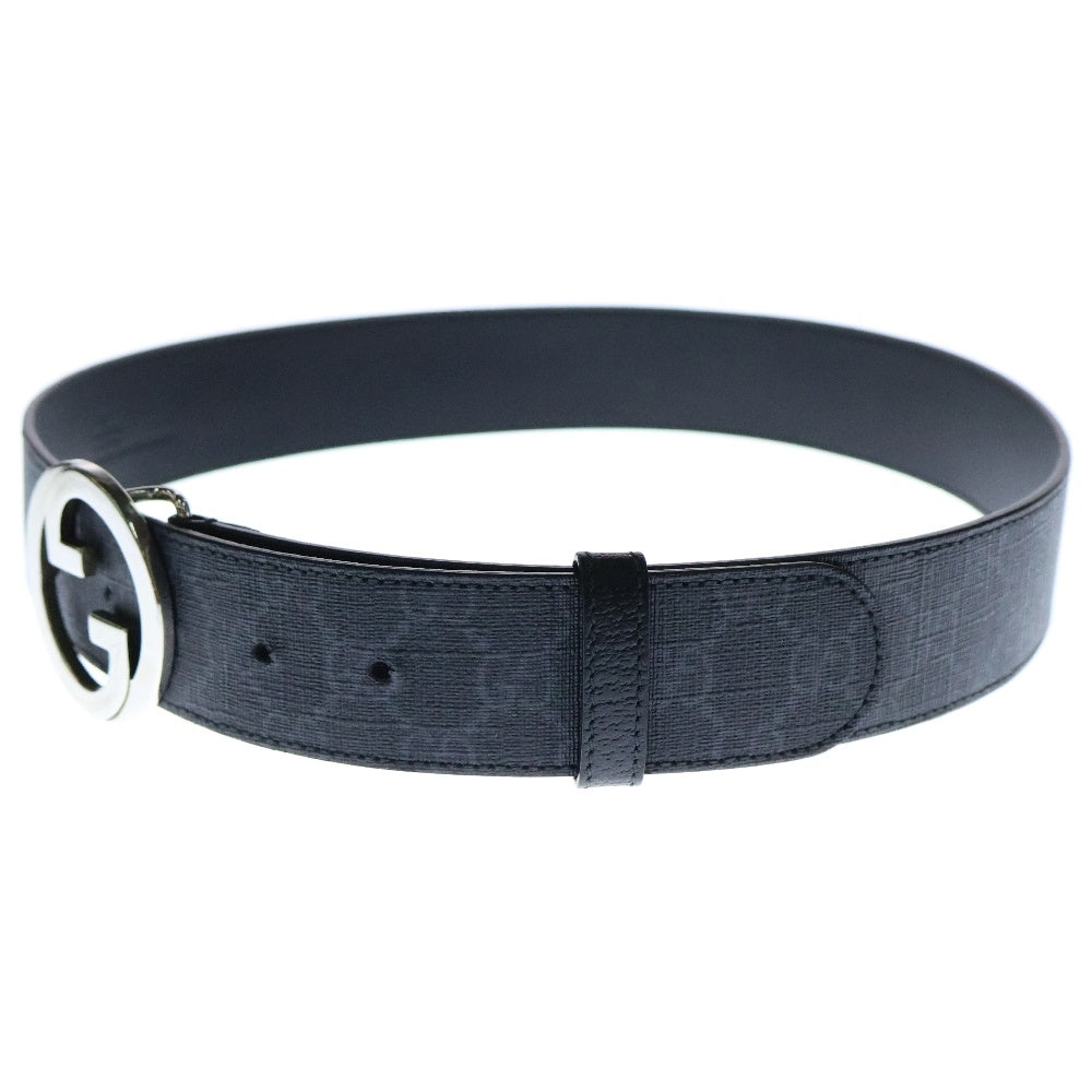 GUCCI(グッチ) GGスプリームキャンバス インターロッキングGバックル レザーベルト ブラック 703147