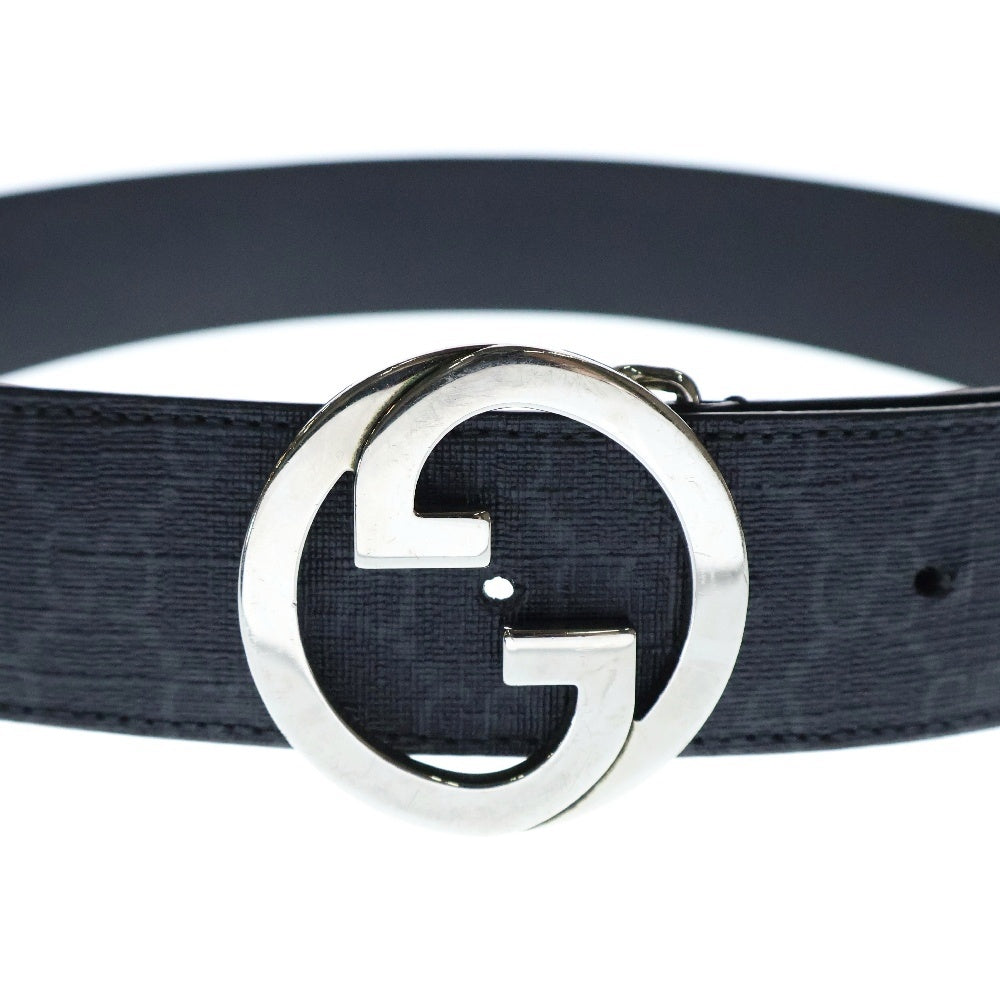 GUCCI(グッチ) GGスプリームキャンバス インターロッキングGバックル レザーベルト ブラック 703147