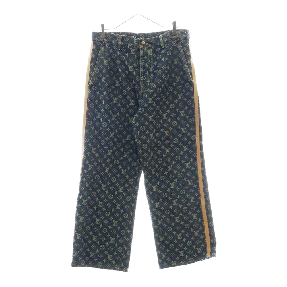 LOUIS VUITTON(ルイヴィトン) 25SS モノグラムデニム テーラード パンツ サイドレザーライン デニムパンツ インディゴ RM251MM UZD HSD10W