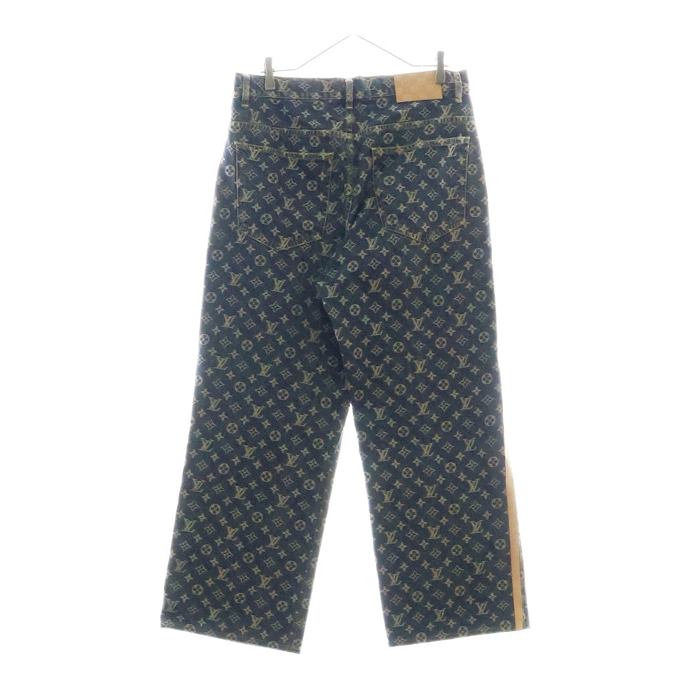 LOUIS VUITTON(ルイヴィトン) 25SS モノグラムデニム テーラード パンツ サイドレザーライン デニムパンツ インディゴ RM251MM UZD HSD10W