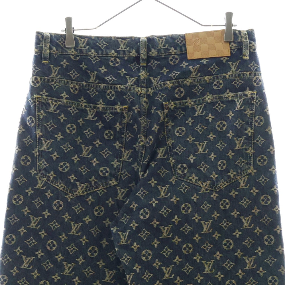 LOUIS VUITTON(ルイヴィトン) 25SS モノグラムデニム テーラード パンツ サイドレザーライン デニムパンツ インディゴ RM251MM UZD HSD10W