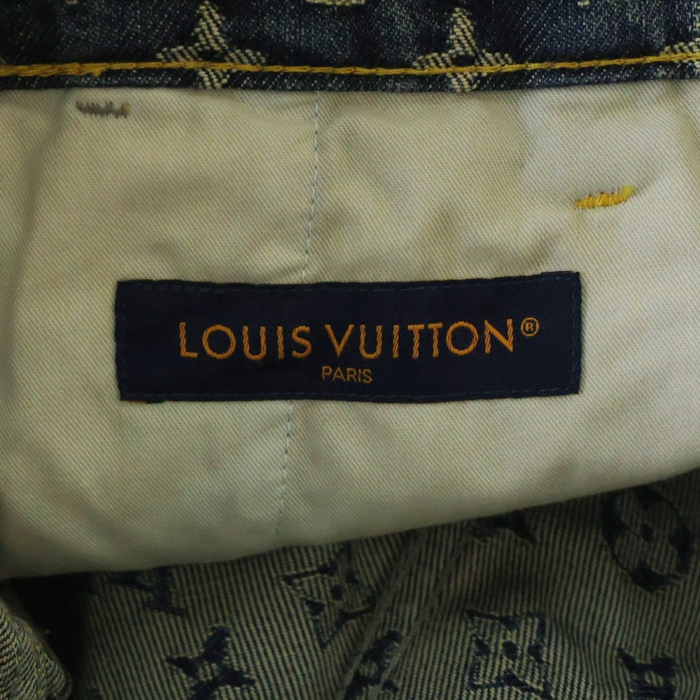 LOUIS VUITTON(ルイヴィトン) 25SS モノグラムデニム テーラード パンツ サイドレザーライン デニムパンツ インディゴ RM251MM UZD HSD10W