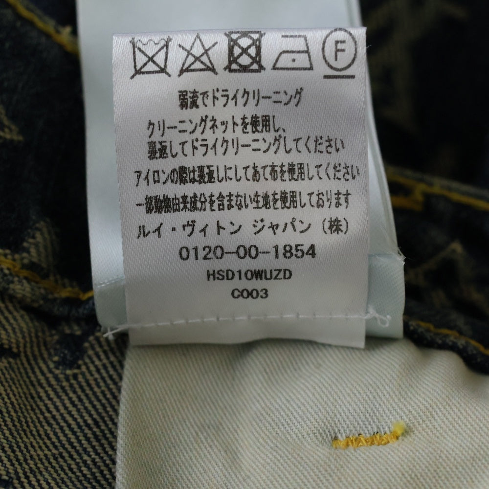 LOUIS VUITTON(ルイヴィトン) 25SS モノグラムデニム テーラード パンツ サイドレザーライン デニムパンツ インディゴ RM251MM UZD HSD10W