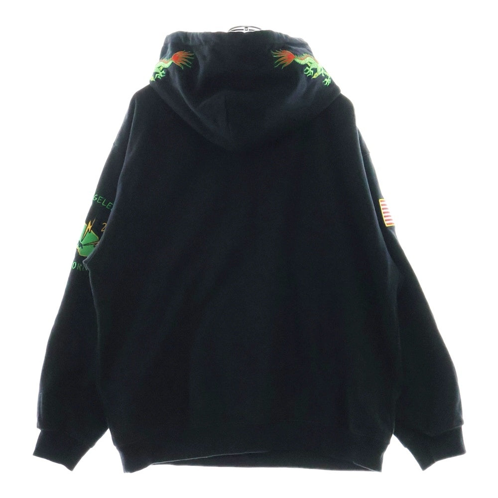 X-LARGE(エクストララージ) TIGER EMBROIDERY HOODIE タイガーエンブロイダリーフーディー プルオーバースウェットパーカー ブラック 101241012014