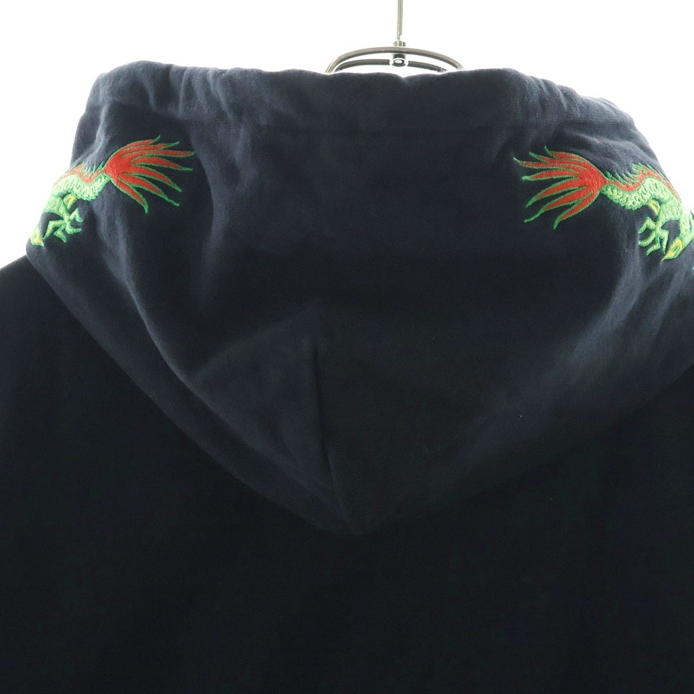 X-LARGE(エクストララージ) TIGER EMBROIDERY HOODIE タイガーエンブロイダリーフーディー プルオーバースウェットパーカー ブラック 101241012014