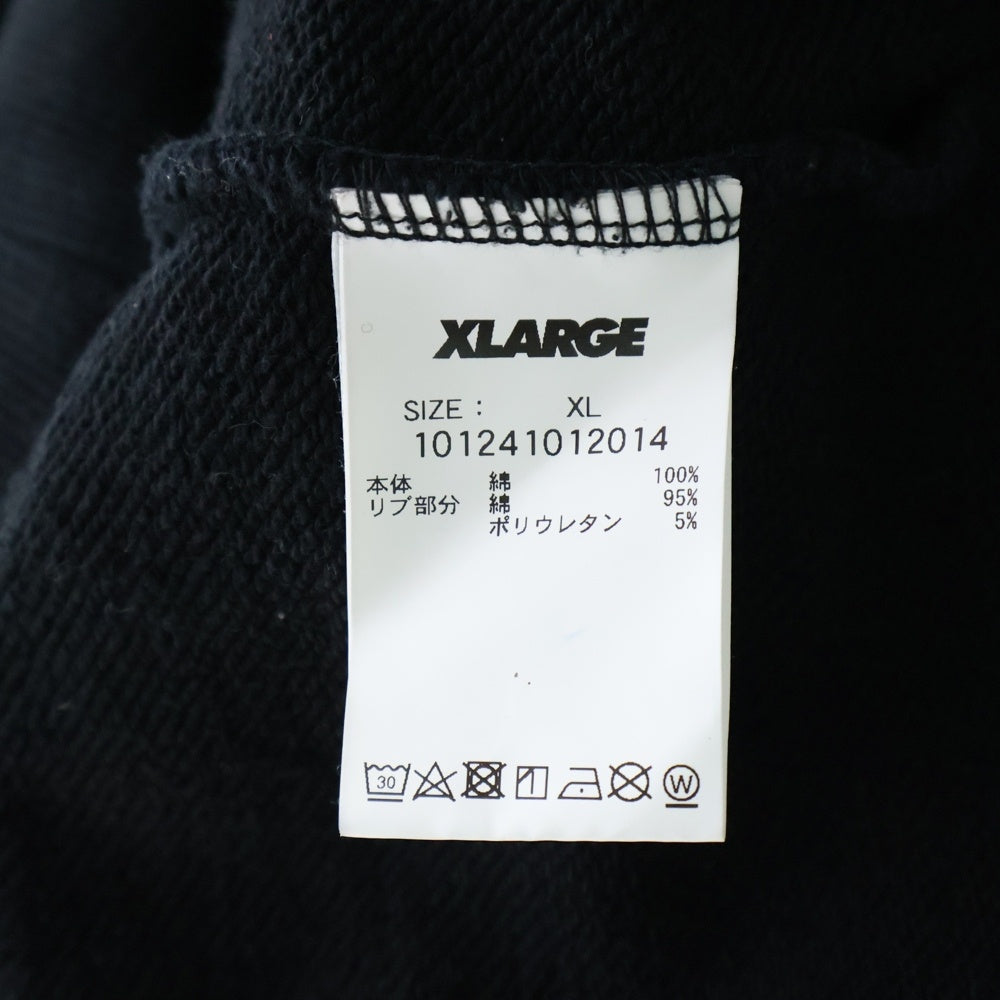 X-LARGE(エクストララージ) TIGER EMBROIDERY HOODIE タイガーエンブロイダリーフーディー プルオーバースウェットパーカー ブラック 101241012014