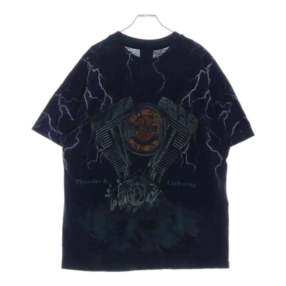 HARLEY DAVIDSON(ハーレーダビッドソン) 90s VINTAGE Hanes Thunder & Lightning Tee ヘインズ サンダー&ライトニング モーターサイクル クルーネック半袖Tシャツ 半袖カットソー グレー