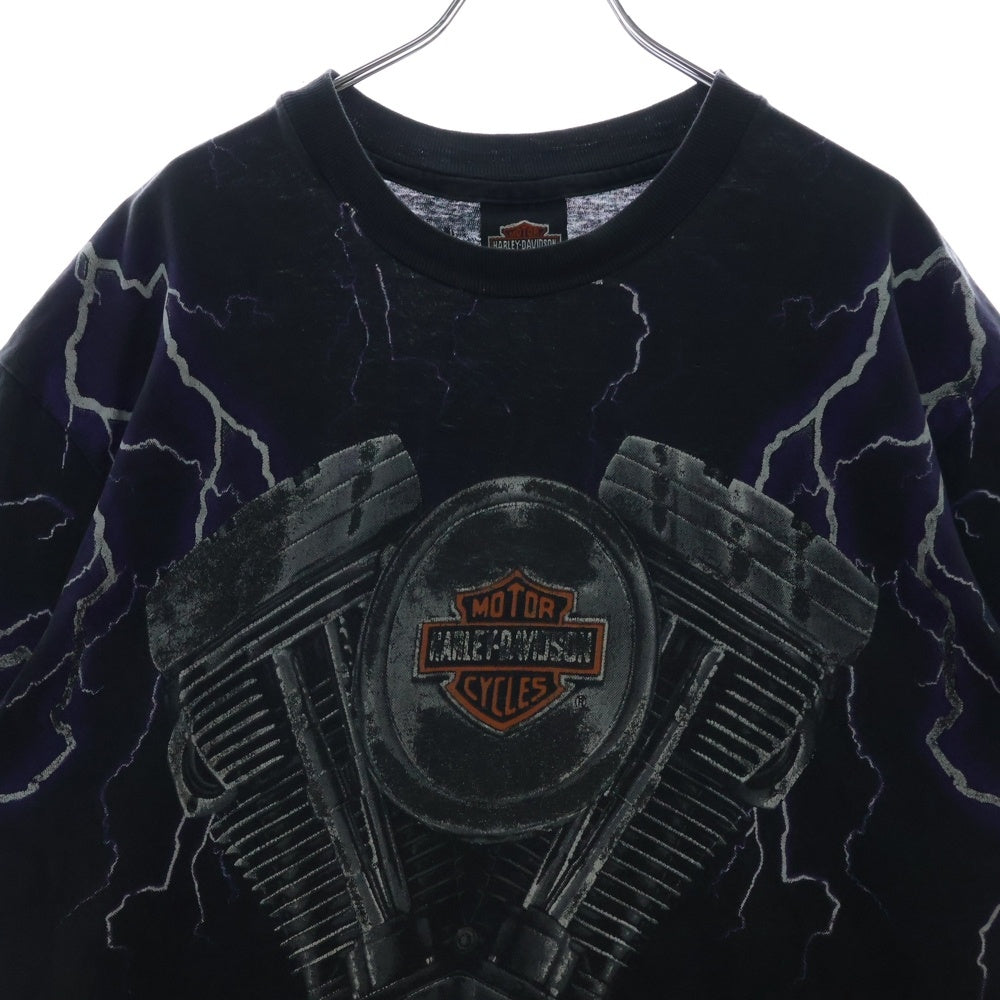 HARLEY DAVIDSON(ハーレーダビッドソン) 90s VINTAGE Hanes Thunder & Lightning Tee ヘインズ サンダー&ライトニング モーターサイクル クルーネック半袖Tシャツ 半袖カットソー グレー