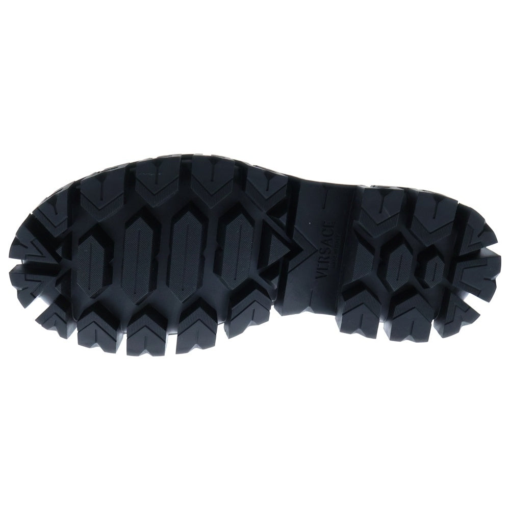 VERSACE(ヴェルサーチ) Greca Portico Loafers グレカポルティコローファー レザーシューズ ブラック