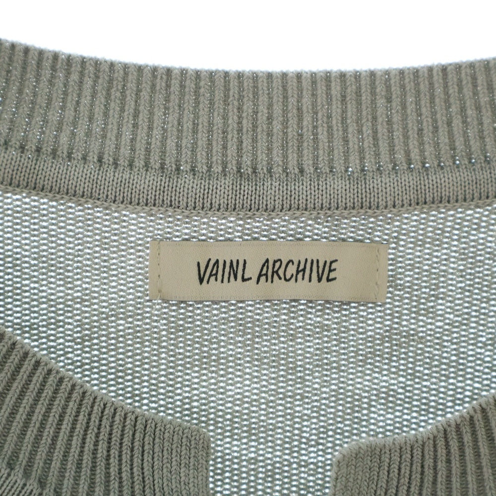 VAINL ARCHIVE(バイナルアーカイブ) 25SS WILL-HN ヘンリーネックニット セーター グレー VASK25S004