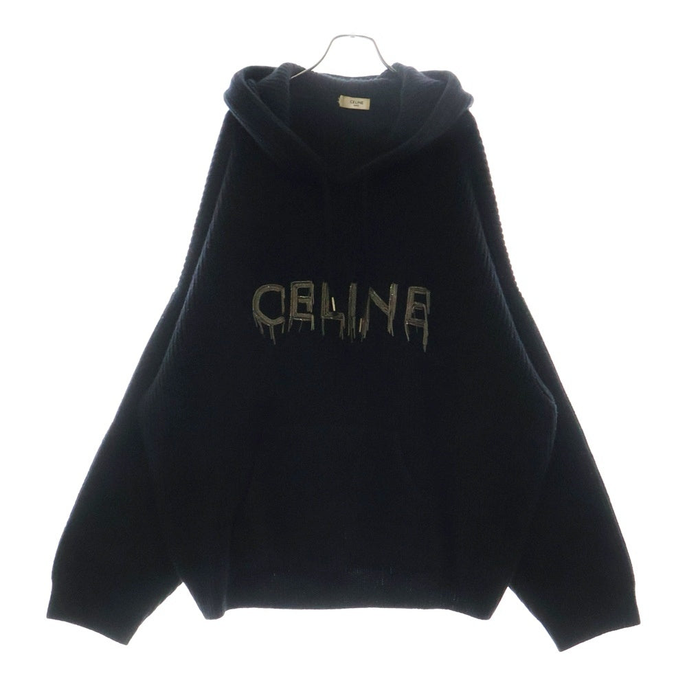 CELINE(セリーヌ) Chain Hooded Sweater in Wool 2AG74430U チェーンロゴデザイン ウールフーディ パーカー ブラック