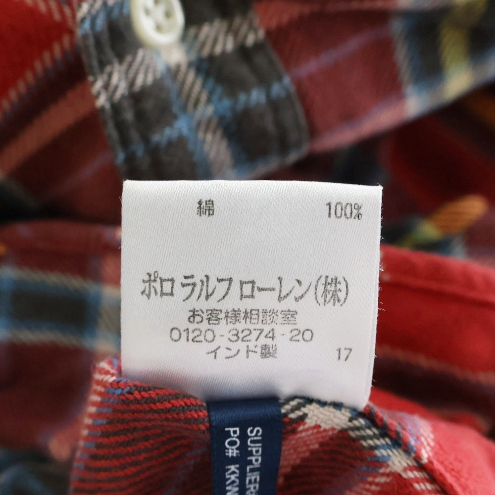 POLO RALPH LAUREN(ポロラルフローレン) 90s vintage ヴィンテージ チェック柄ネルシャツ レッド MNBLWOVM2C00347