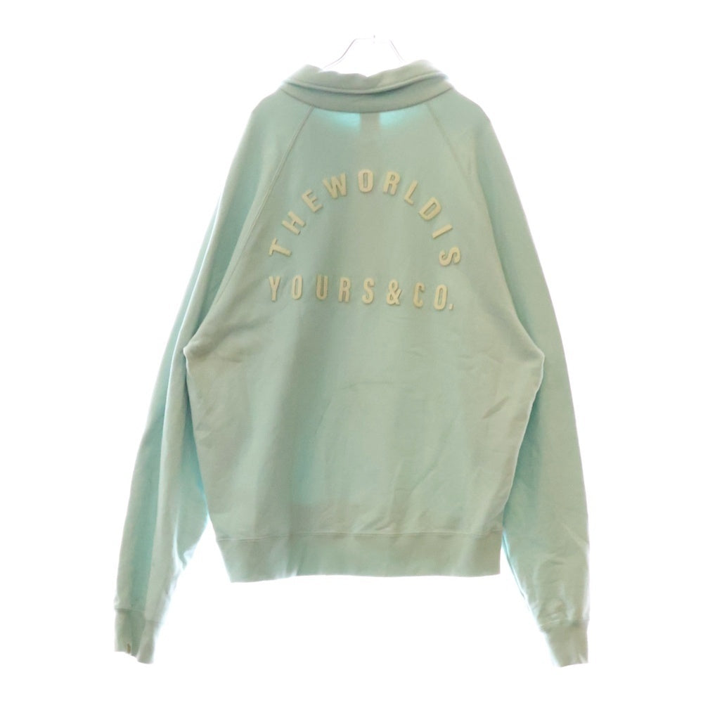 THE WORLD IS YOURS(ザ ワールド イズ ユアーズ) Logo Patch Polo Sweatshirt ロゴパッチ ポロ スウェット長袖シャツ ブルー