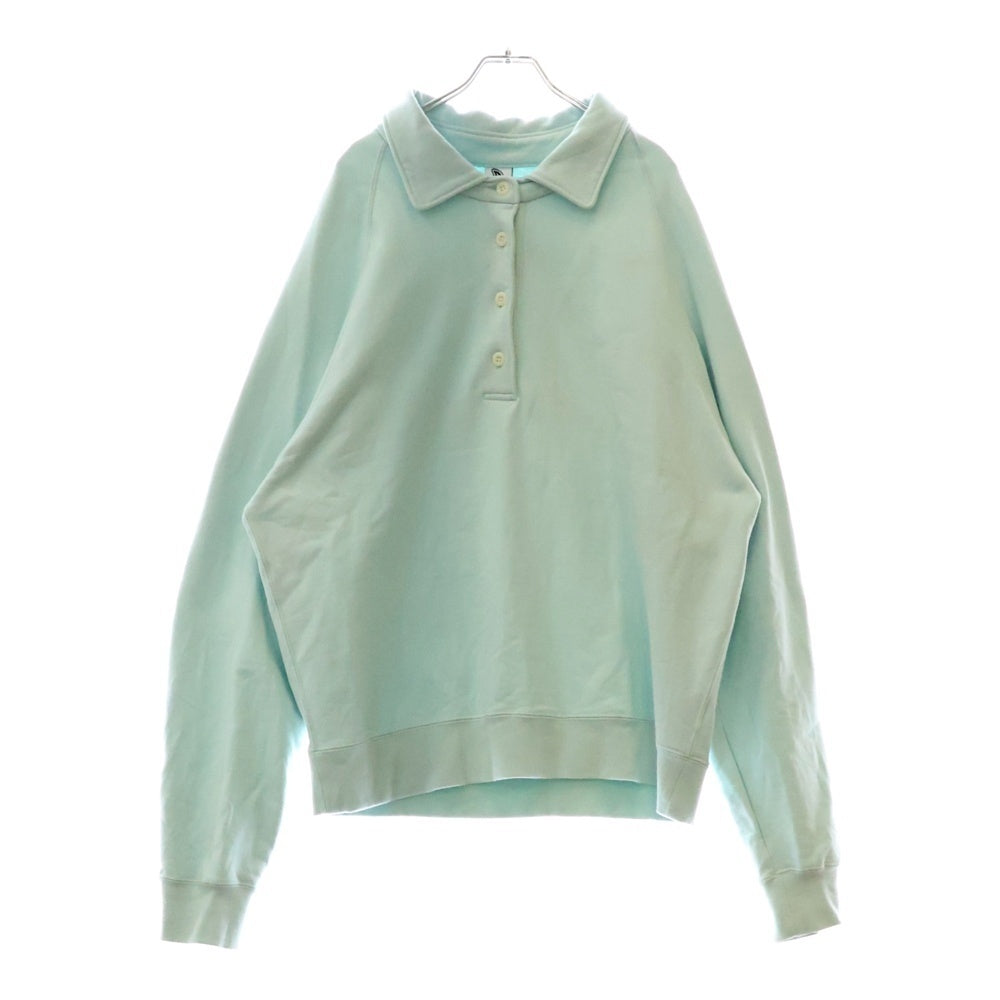 THE WORLD IS YOURS(ザ ワールド イズ ユアーズ) Logo Patch Polo Sweatshirt ロゴパッチ ポロ スウェット長袖シャツ ブルー