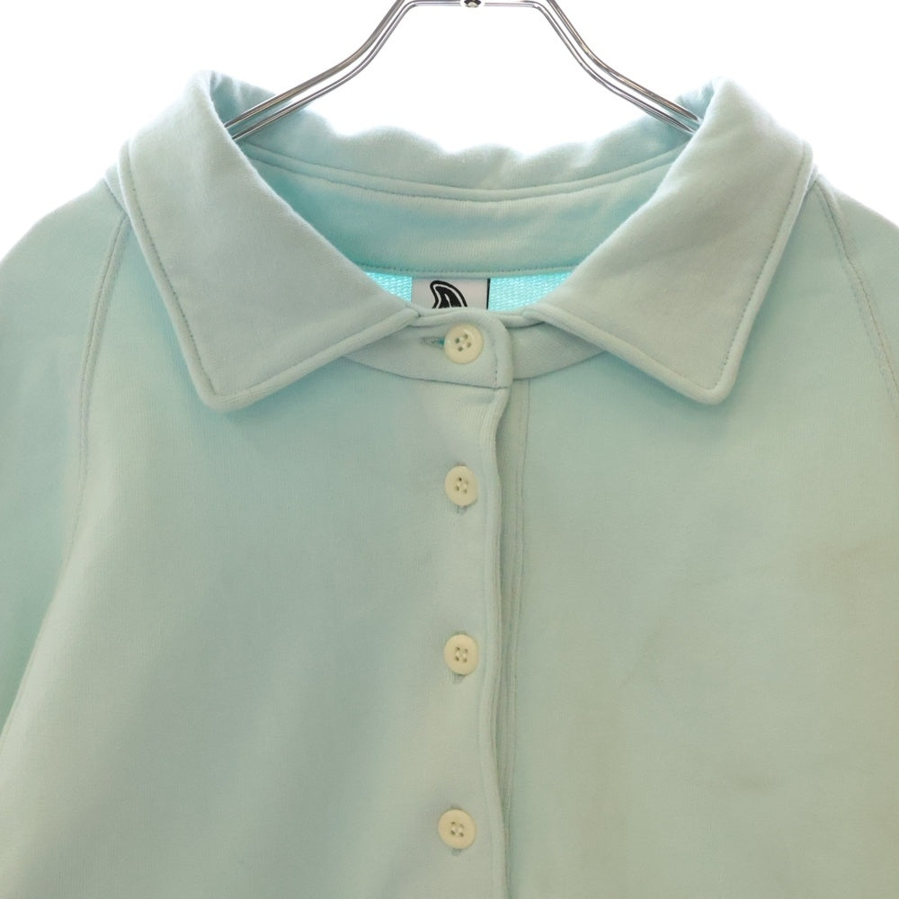 THE WORLD IS YOURS(ザ ワールド イズ ユアーズ) Logo Patch Polo Sweatshirt ロゴパッチ ポロ スウェット長袖シャツ ブルー