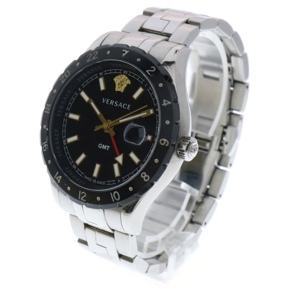 VERSACE(ヴェルサーチ) HELLENYIUM GMT ヘレニウム クォーツ 黒文字盤 腕時計 ウォッチ VE1100219