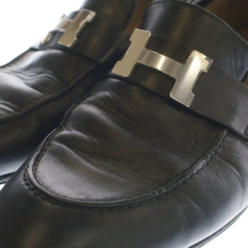 HERMES(エルメス) モカシンパリ コンスタンスHロゴ レザーローファー ブラック