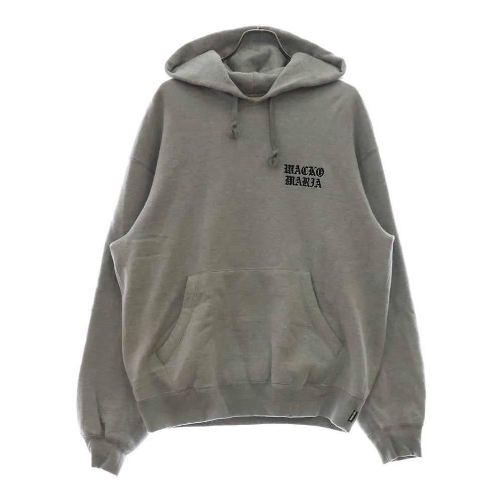 WACKO MARIA(ワコマリア) MIDDLE WEIGHT PULLOVER HOODED フロントロゴ刺繍プルオーバースウェットパーカー フーディー グレー