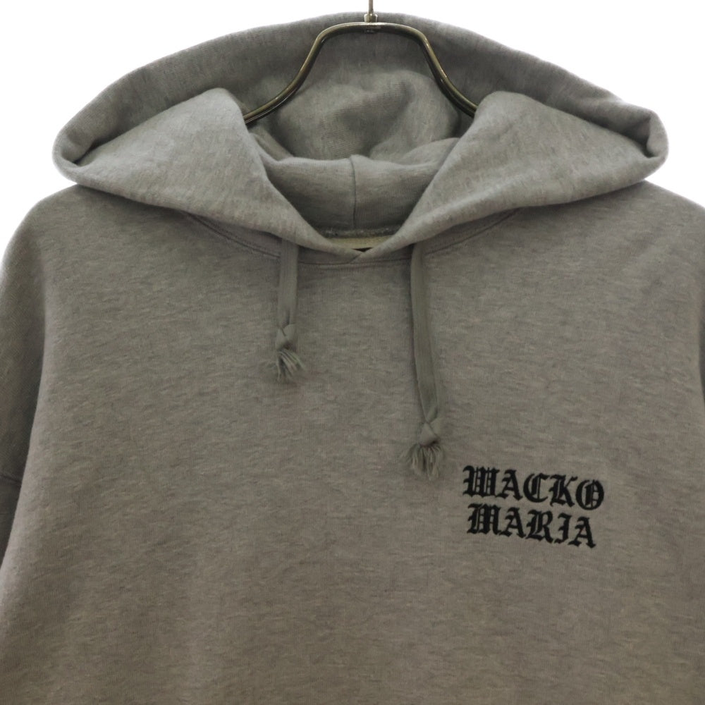 WACKO MARIA(ワコマリア) MIDDLE WEIGHT PULLOVER HOODED フロントロゴ刺繍プルオーバースウェットパーカー フーディー グレー