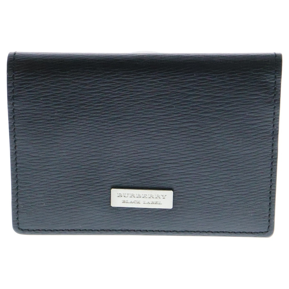 BURBERRY BLACK LABEL(バーバリー ブラックレーベル) ロゴプレート2つ折りカードケース 名刺入れ ブラック