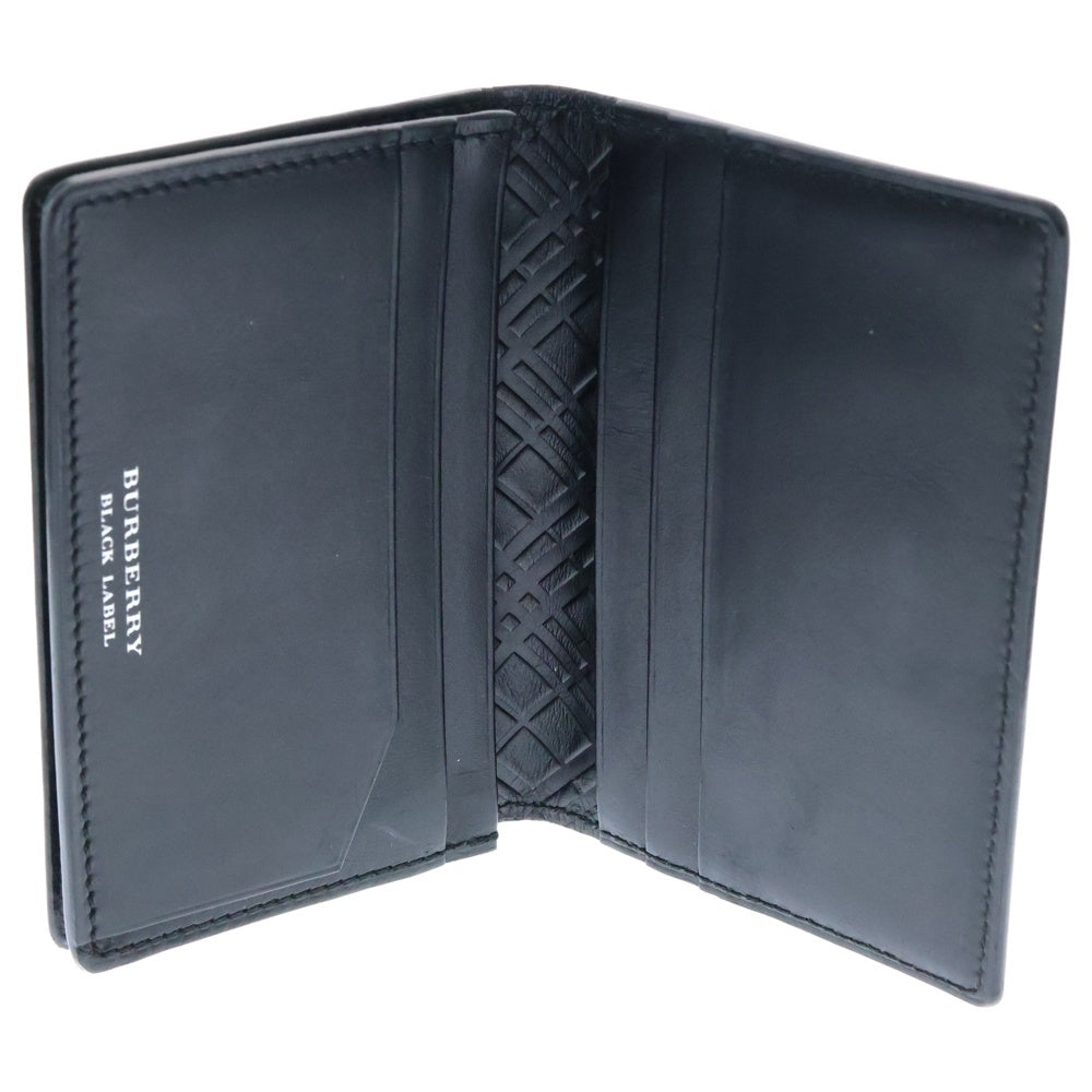 BURBERRY BLACK LABEL(バーバリー ブラックレーベル) ロゴプレート2つ折りカードケース 名刺入れ ブラック