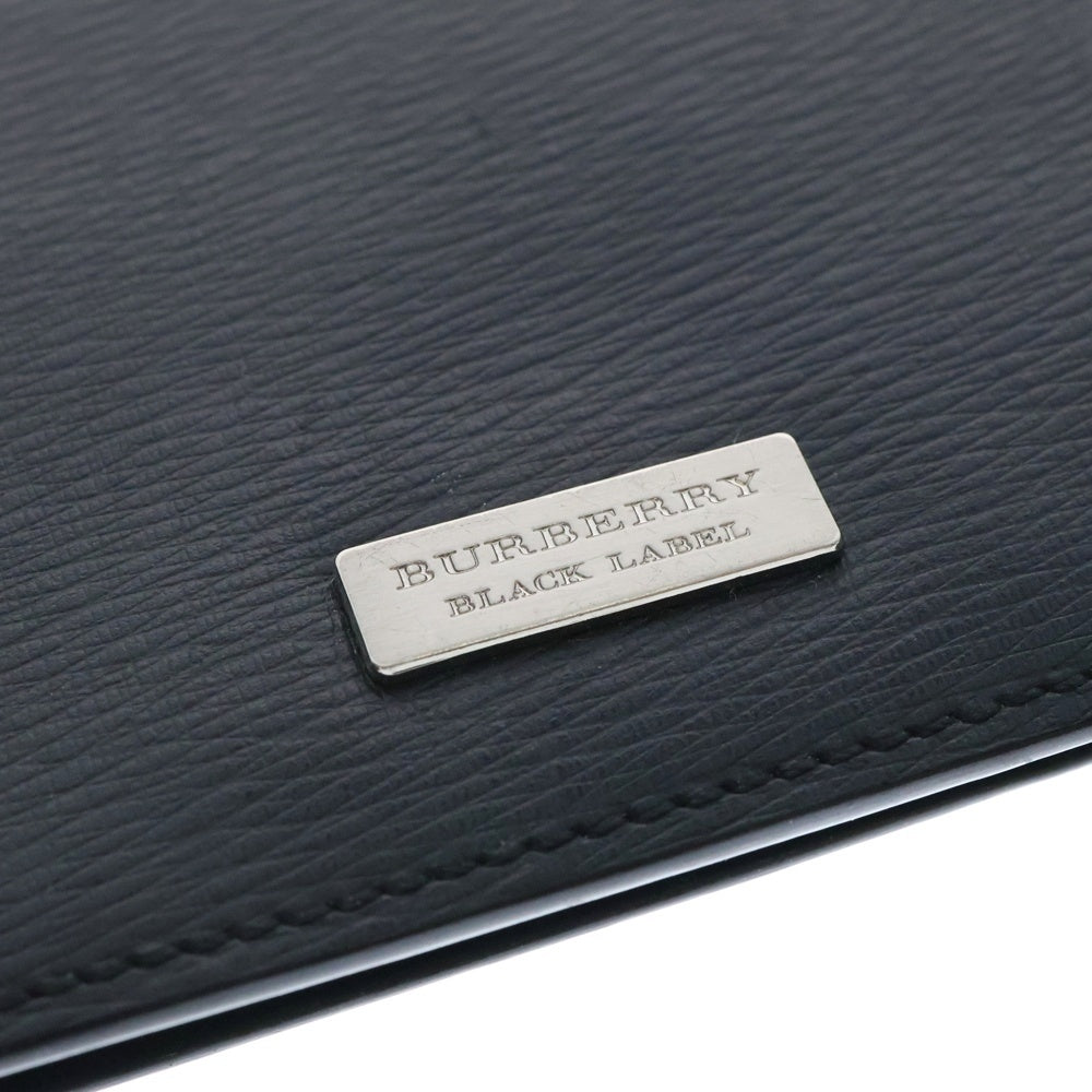 BURBERRY BLACK LABEL(バーバリー ブラックレーベル) ロゴプレート2つ折りカードケース 名刺入れ ブラック