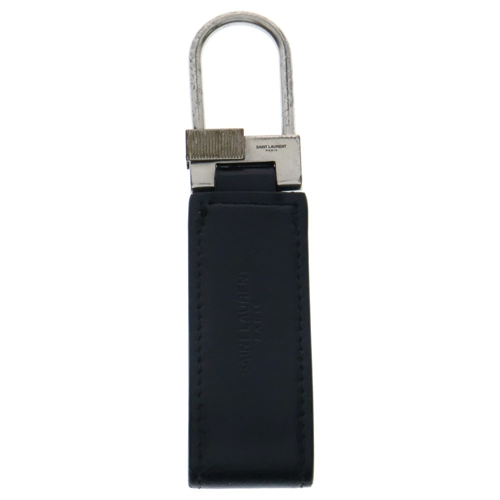 SAINT LAURENT PARIS(サンローランパリ) カサンドラ レザー キーホルダー ブラック/シルバー 668961