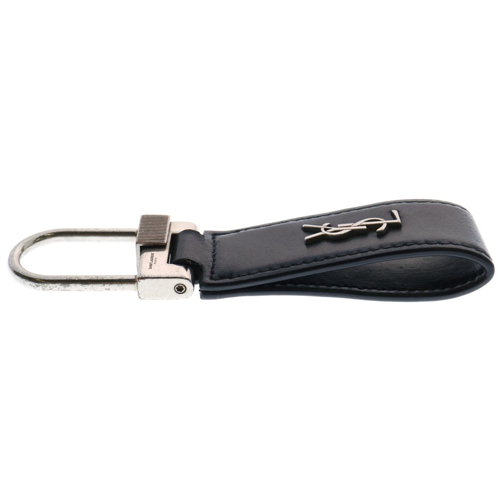 SAINT LAURENT PARIS(サンローランパリ) カサンドラ レザー キーホルダー ブラック/シルバー 668961