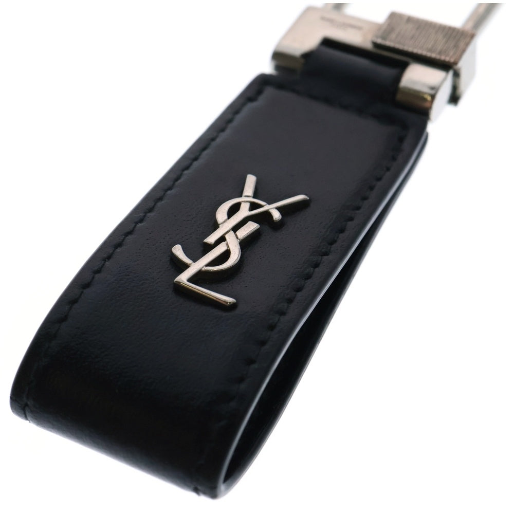 SAINT LAURENT PARIS(サンローランパリ) カサンドラ レザー キーホルダー ブラック/シルバー 668961